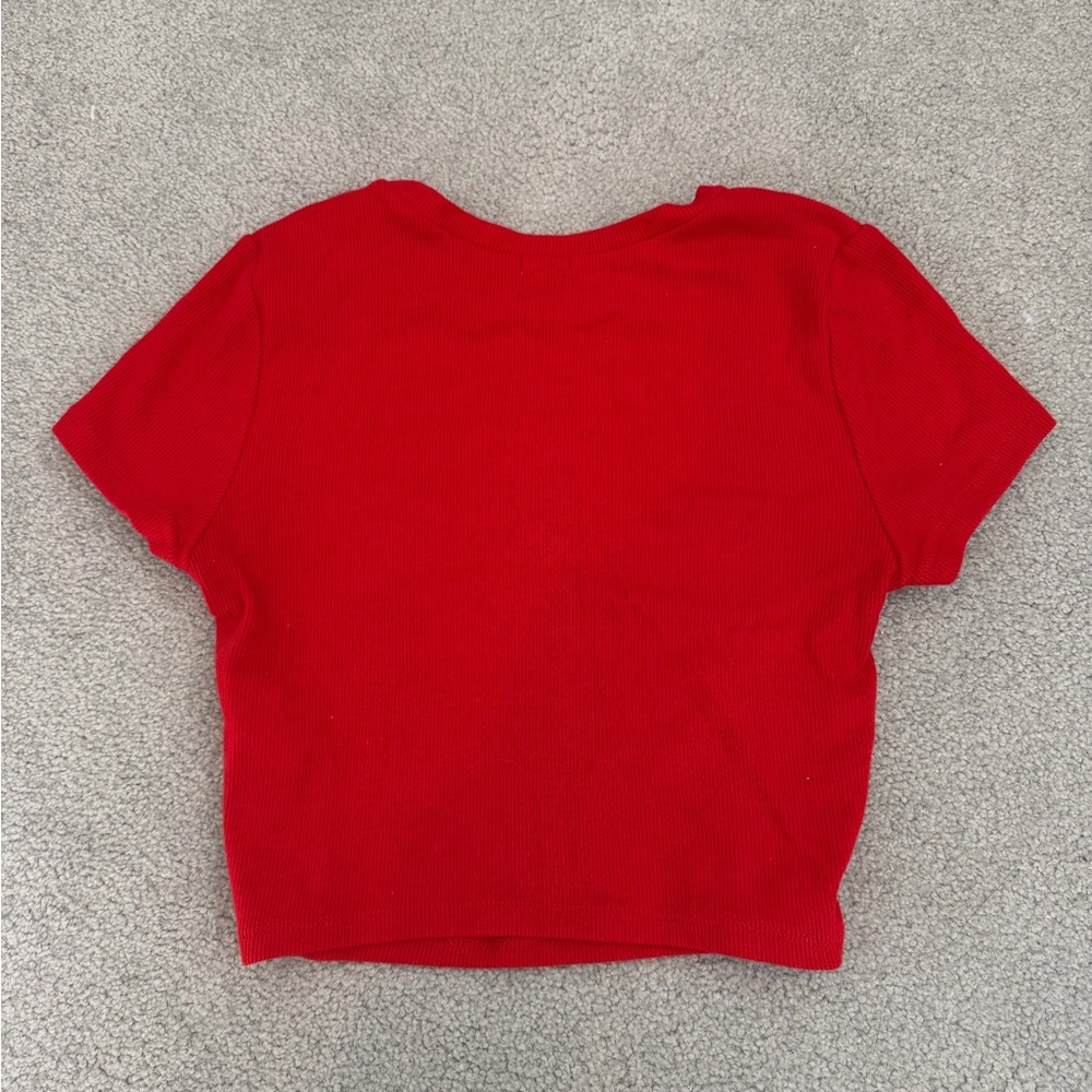 Garage Cropped Ribbed Red Top - Picture 2 of 2